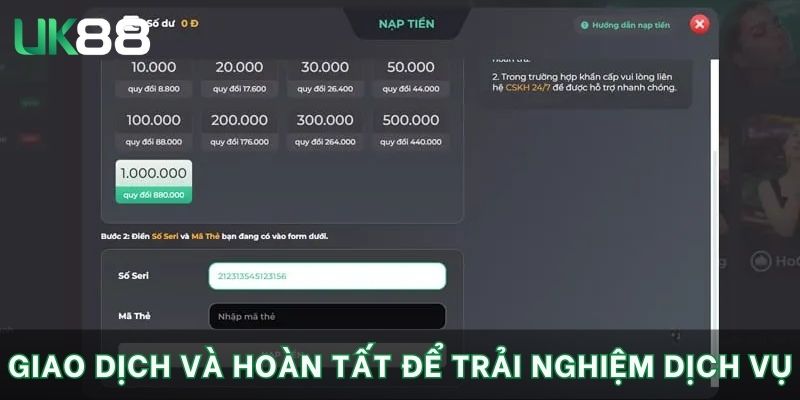 Trang chủ 8 Giao dịch và hoàn tất để trải nghiệm dịch vụ